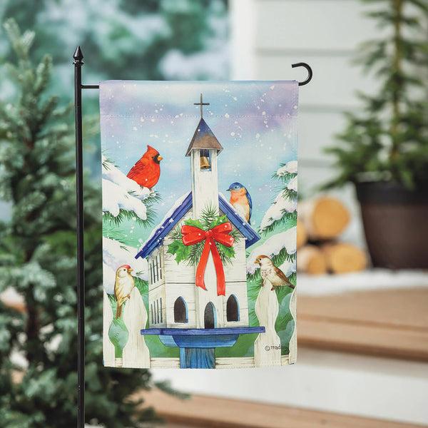 plow & hearth Christmas Birdhouse Suede Garden Flag