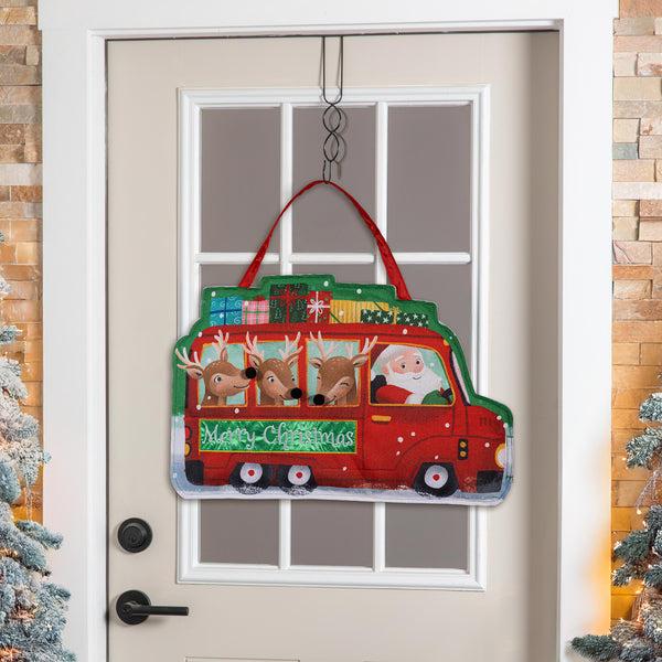 plow & hearth Christmas Bus Shaped Door Décor