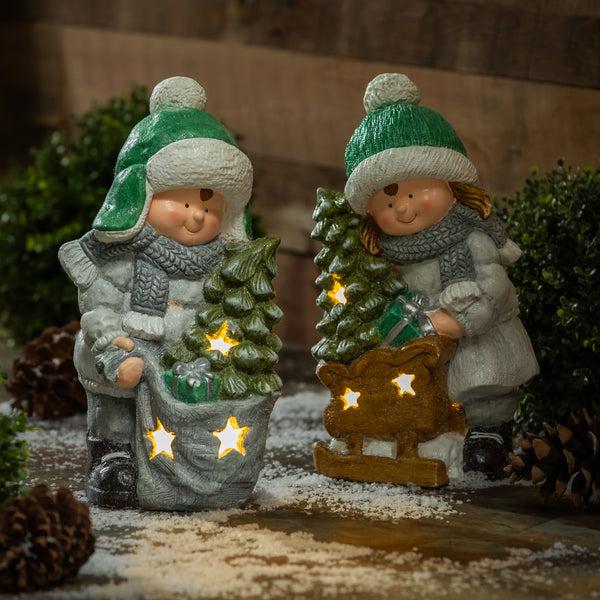Plow & Hearth Christmas LED Kids Décor Set Of 2