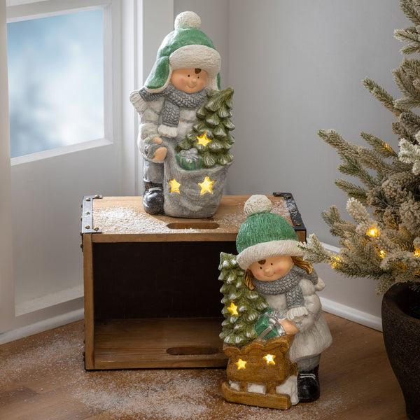 plow & hearth Christmas LED Kids Décor Set of 2