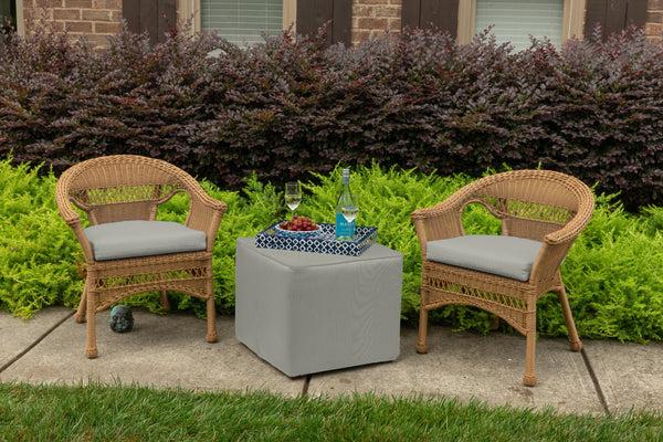 plow & hearth Classic Wicker Polyester Pad Gray