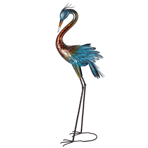 Plow & Hearth Colorful Crane Metal Garden Statue