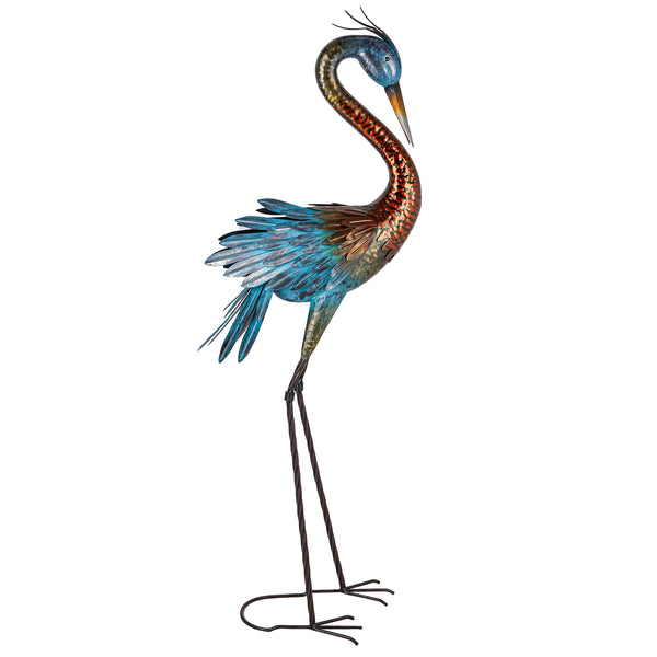 Plow & Hearth Colorful Crane Metal Garden Statue