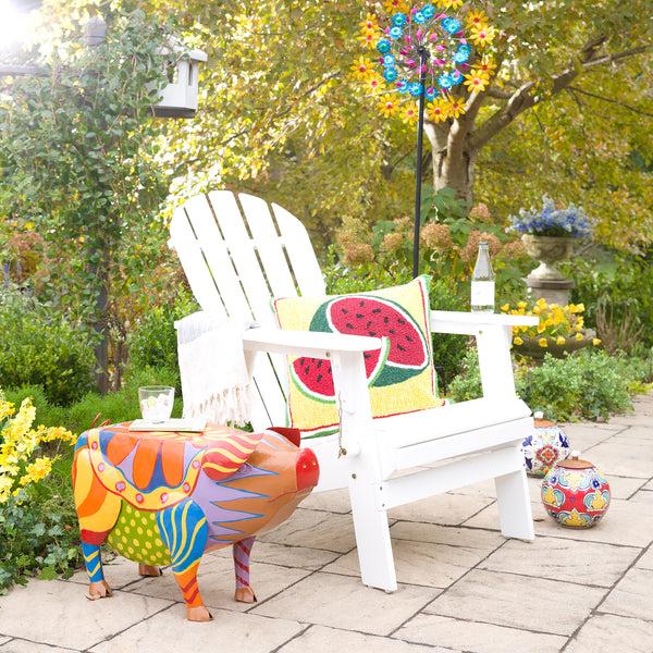 Plow & Hearth Colorful Folk Art Pig Side Table