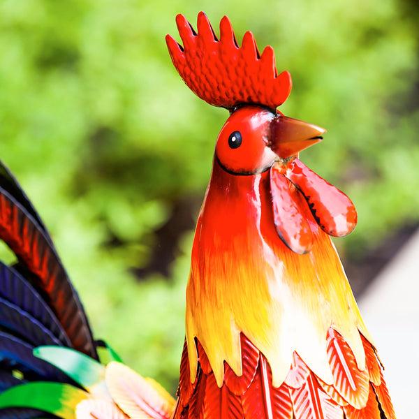 Plow & Hearth Colorful Metal Rooster Garden Statue