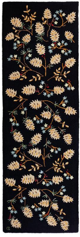 plow & hearth Cone Cluster Hooked Wool Rug 2.5x8'