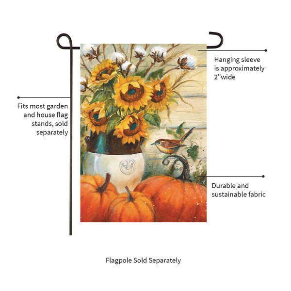 Plow & Hearth Cotton & Sunflowers Suede Garden Flag