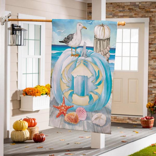 plow & hearth Crab O' Lantern Suede House Flag