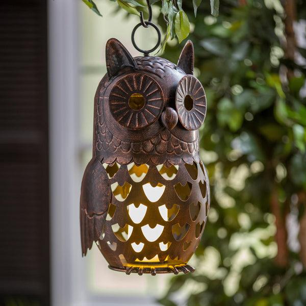 Plow & Hearth Crafted Metal LED Owl Lantern