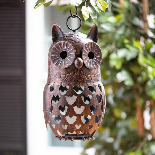Plow & Hearth Crafted Metal LED Owl Lantern