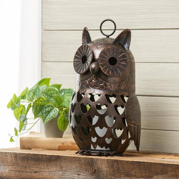 plow & hearth Crafted Metal LED Owl Lantern