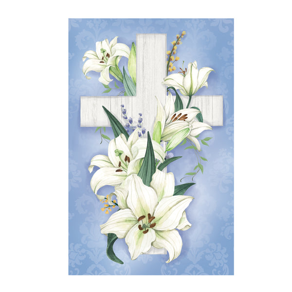 plow & hearth Cross Of Lilies Applique Garden Flag