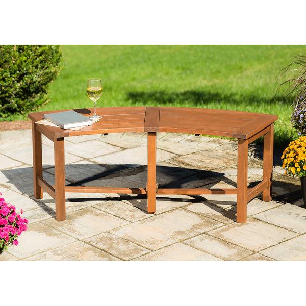 Plow & Hearth Curved Eucalyptus Slatted Bench