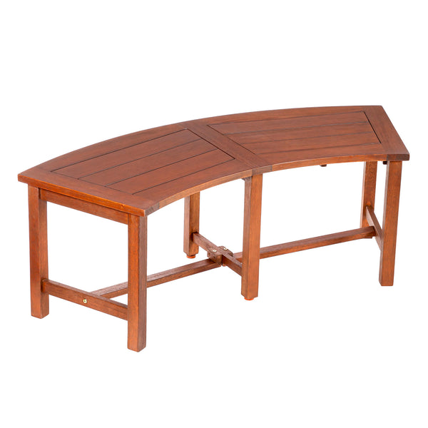 Plow & Hearth Curved Eucalyptus Slatted Bench