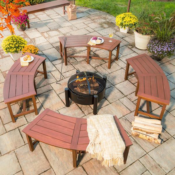 plow & hearth Curved Eucalyptus Slatted Bench