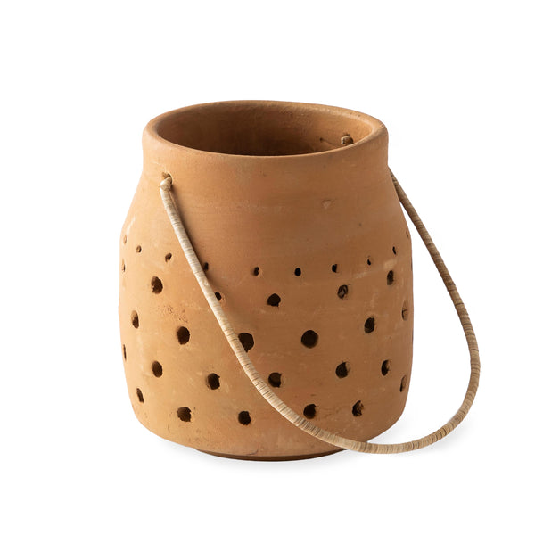 Plow & Hearth Cut-Out Dots Clay Lantern