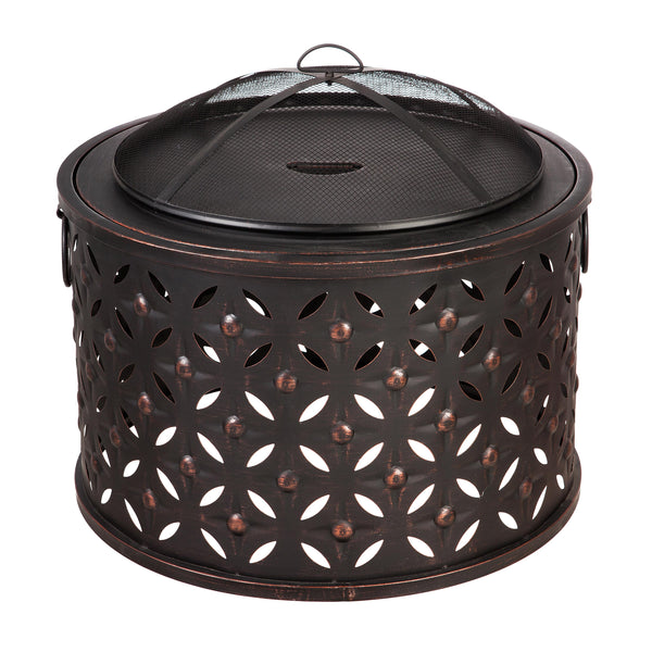 plow & hearth Cylinder Lattice Fire Pit