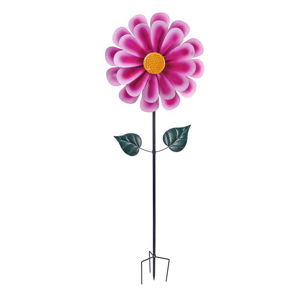 plow & hearth Dahlia Flower Wind Spinner Pink