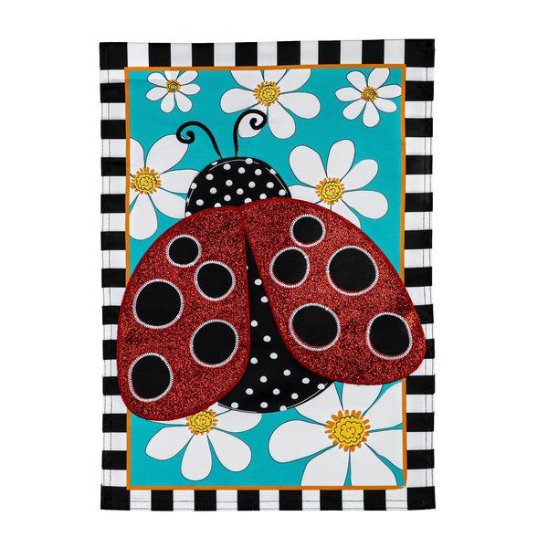 plow & hearth Daisy Ladybug Applique Garden Flag