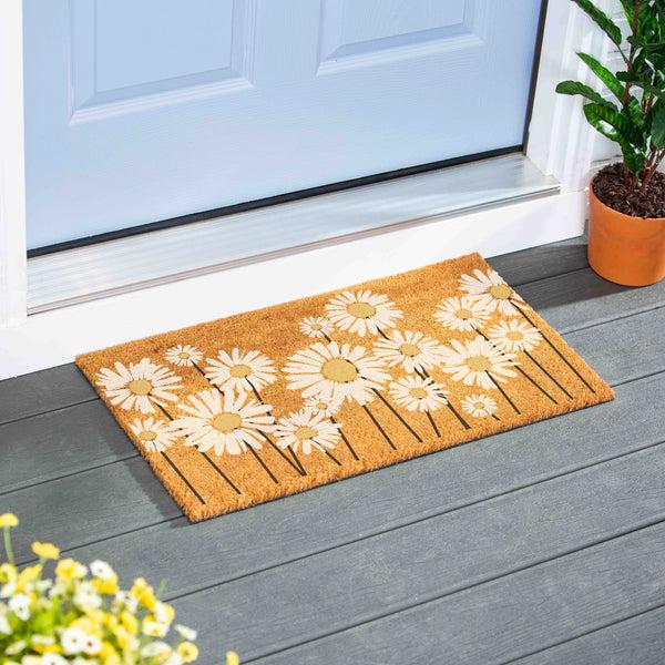 plow & hearth Daisy Scape Coir Mat 28"x16"