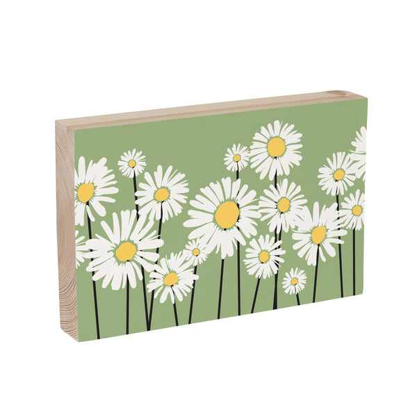Plow & Hearth Daisy Scape Sign Wood Block 12"L X 8"H