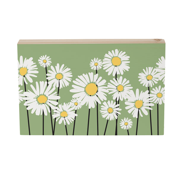Plow & Hearth Daisy Scape Sign Wood Block 12"L X 8"H