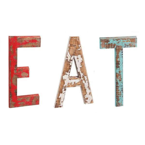 Plow & Hearth Distressed Wooden EAT Wall Décor Set