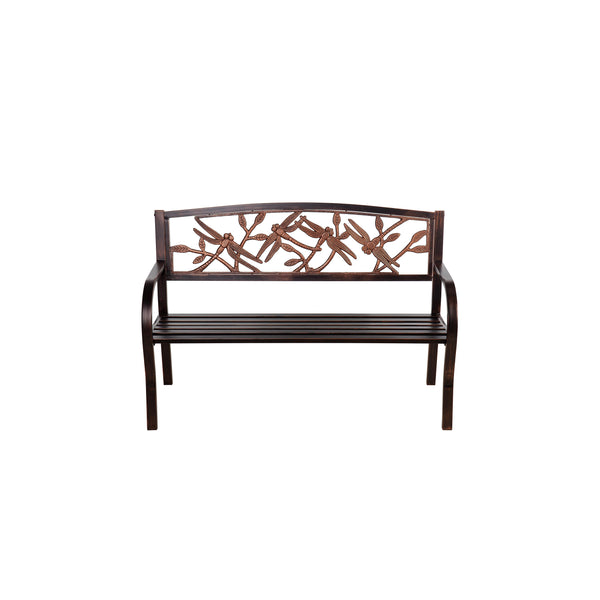 Plow & Hearth Dragonfly Metal Garden Bench Bronze