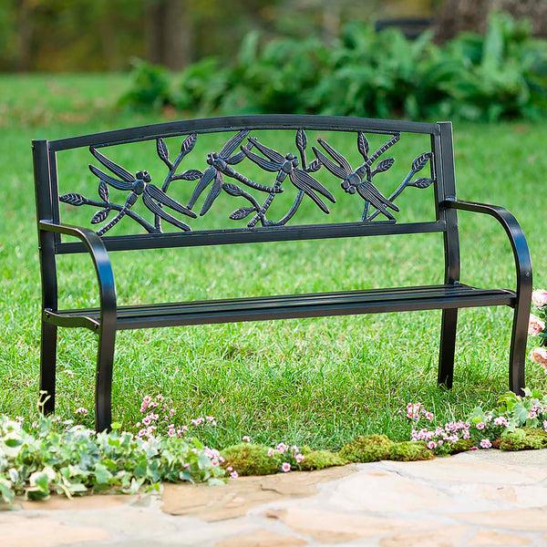plow & hearth Dragonfly Metal Garden Bench