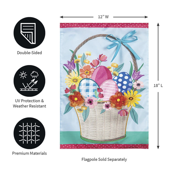 Plow & Hearth Easter Basket Applique Garden Flag