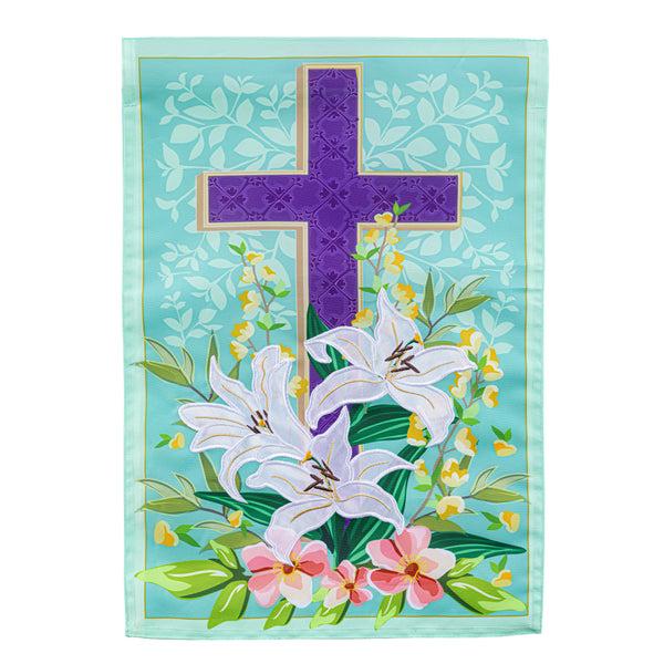 Plow & Hearth Easter Cross Applique Garden Flag