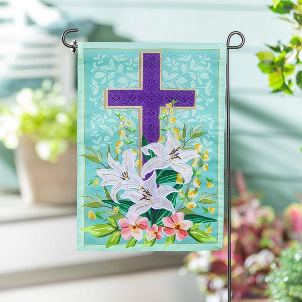 plow & hearth Easter Cross Applique Garden Flag