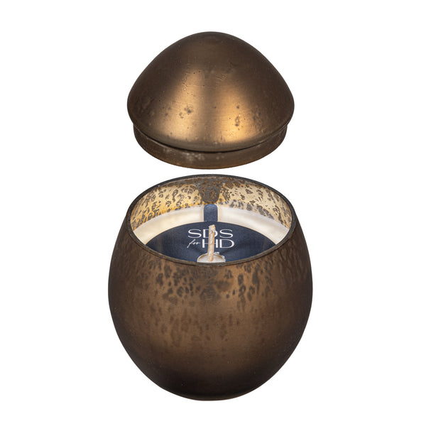 Plow & Hearth Egg Shape Mercury Glass Candle Cocoa