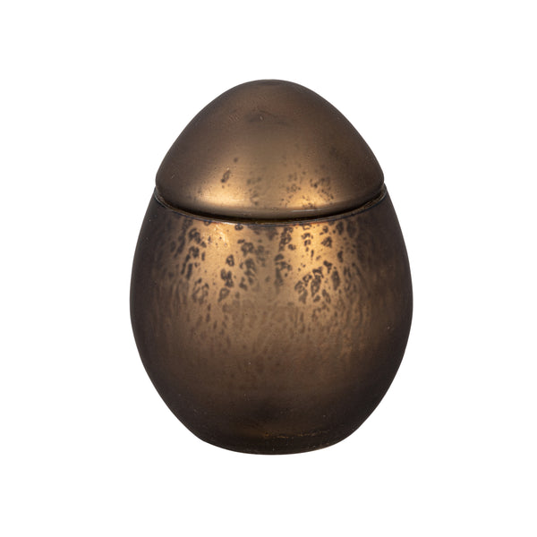 Plow & Hearth Egg Shape Mercury Glass Candle Cocoa