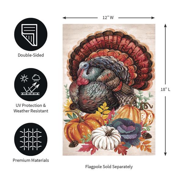 Plow & Hearth Elaborate Turkey Applique Garden Flag