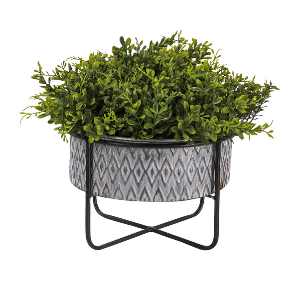 Plow & Hearth Embossed Metal Planters Set Of 2