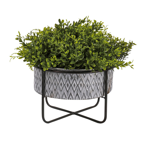 Plow & Hearth Embossed Metal Planters Set Of 2