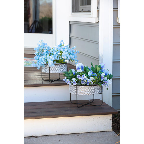 plow & hearth Embossed Metal Planters Set of 2