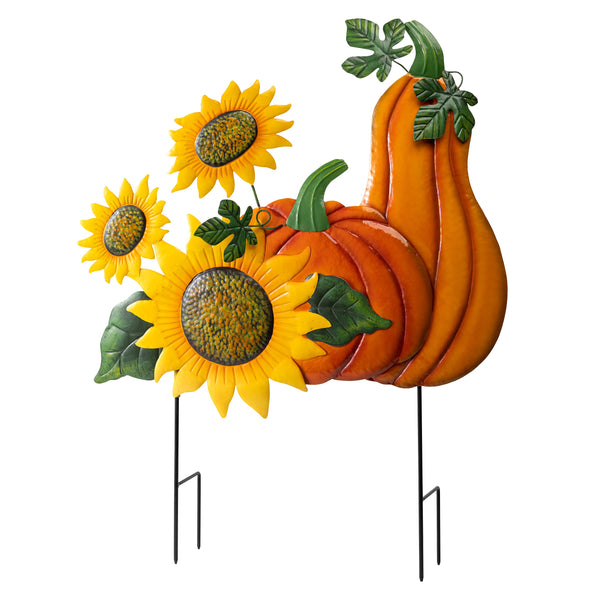 Plow & Hearth Embossed Pumpkin Sunflower Stake
