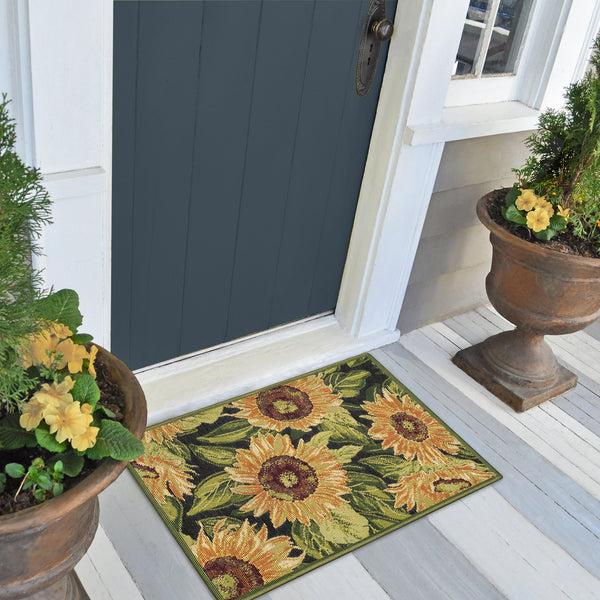 Plow & Hearth Esencia Sunflowers Indoor/Outdoor Rug