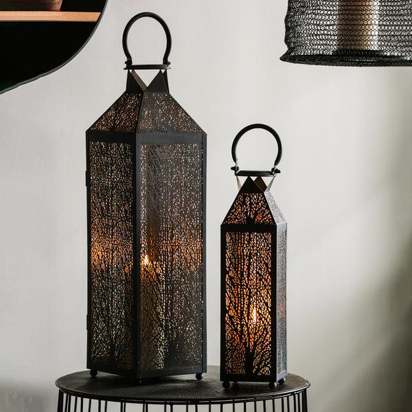 plow & hearth Etched Metal Candle Lanterns Set of 2