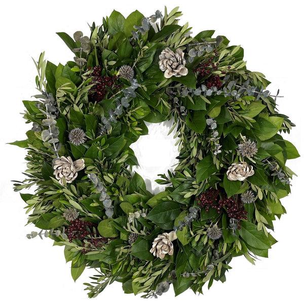 plow & hearth Eucalyptus Rain Wreath 24"
