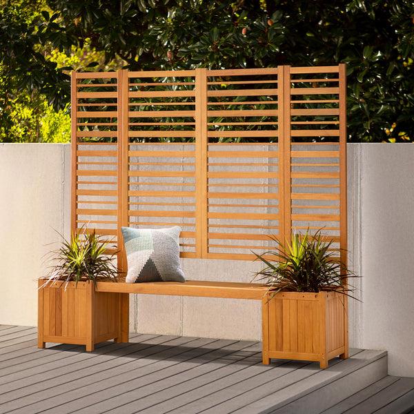 plow & hearth Eucalyptus Slatted Bench Seat