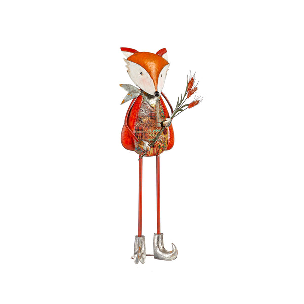 Plow & Hearth Fall Fox Metal Statuary Set Of 2