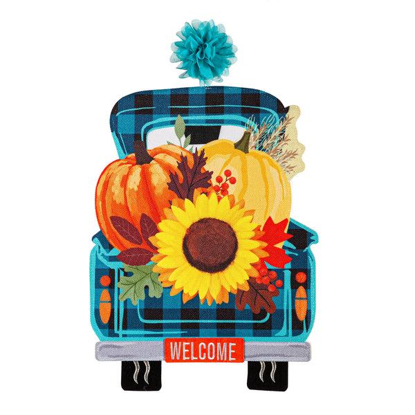 Plow & Hearth Fall Plaid Truck Lighted Window Décor