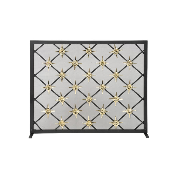 plow & hearth Fire Screen with Brass Stars