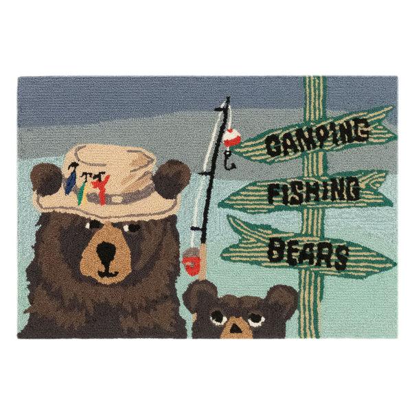 Plow & Hearth Fishing Bears Indoor/Outdoor Rug