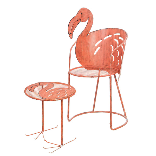 Plow & Hearth Flamingo Chair And Side Table Set Of 2
