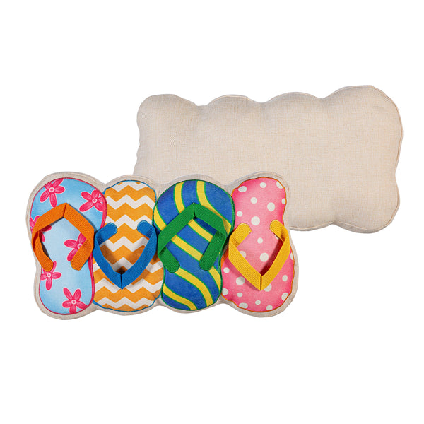 Plow & Hearth Flip Flop Shaped Pillow 17.5"L