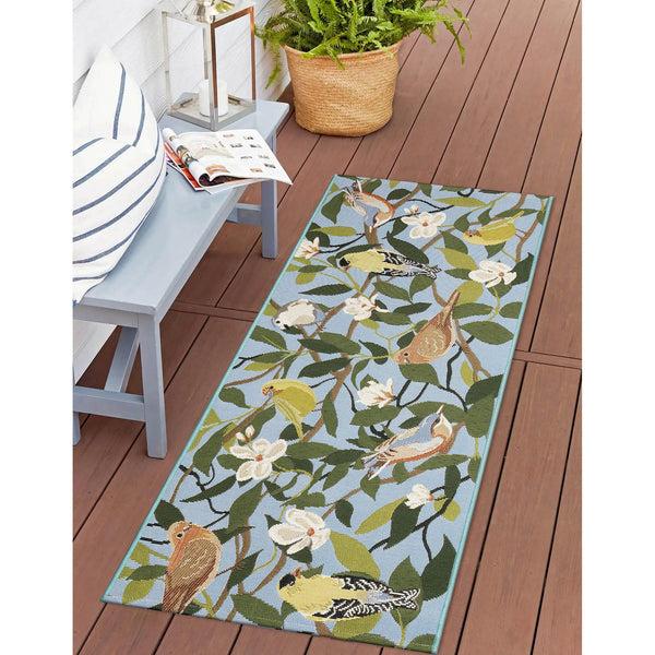 Plow & Hearth Floral Finches Indoor/Outdoor Rug